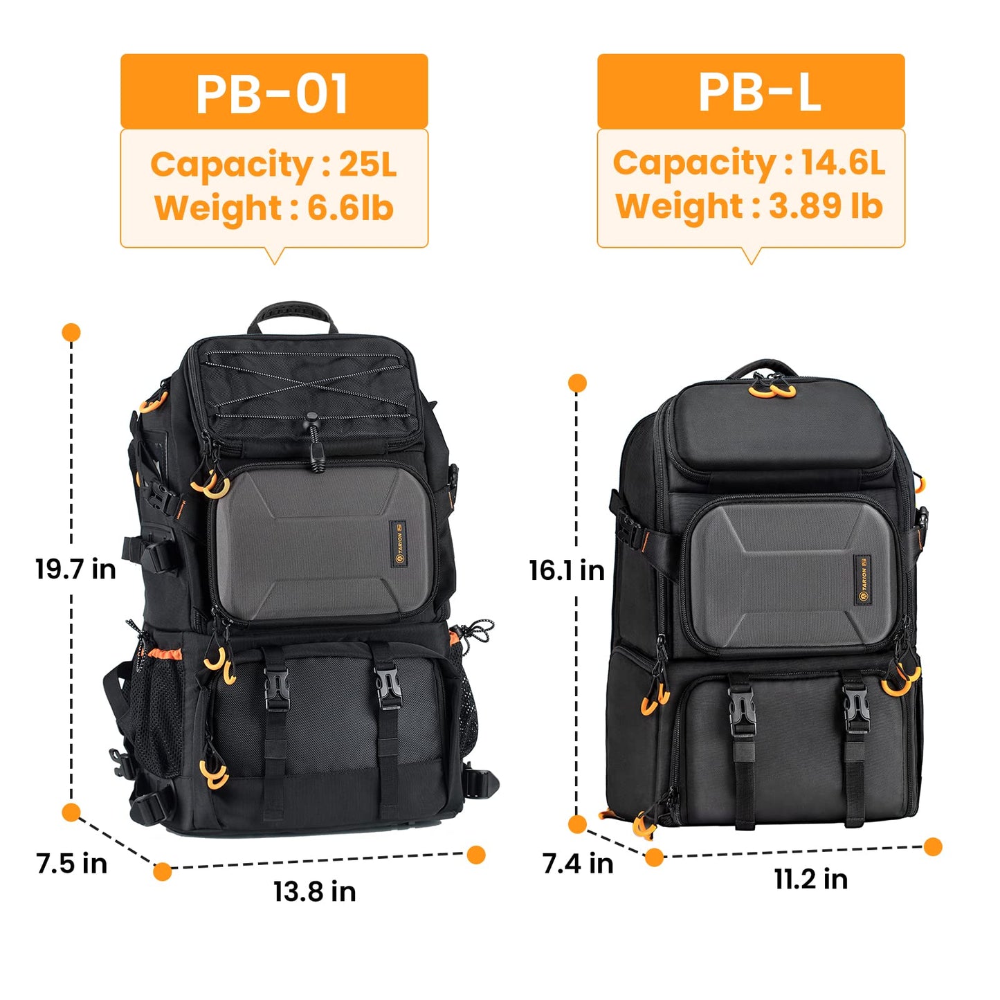 TARION Kamerarucksack Groß Fotorucksack Spiegelreflex: DSLR SLR Kameratasche mit 15,6 Zoll Laptopfach Wasserdicht Regenhülle für Spiegelreflexkameras Digital Objektive Stative 25 Liter PB-01