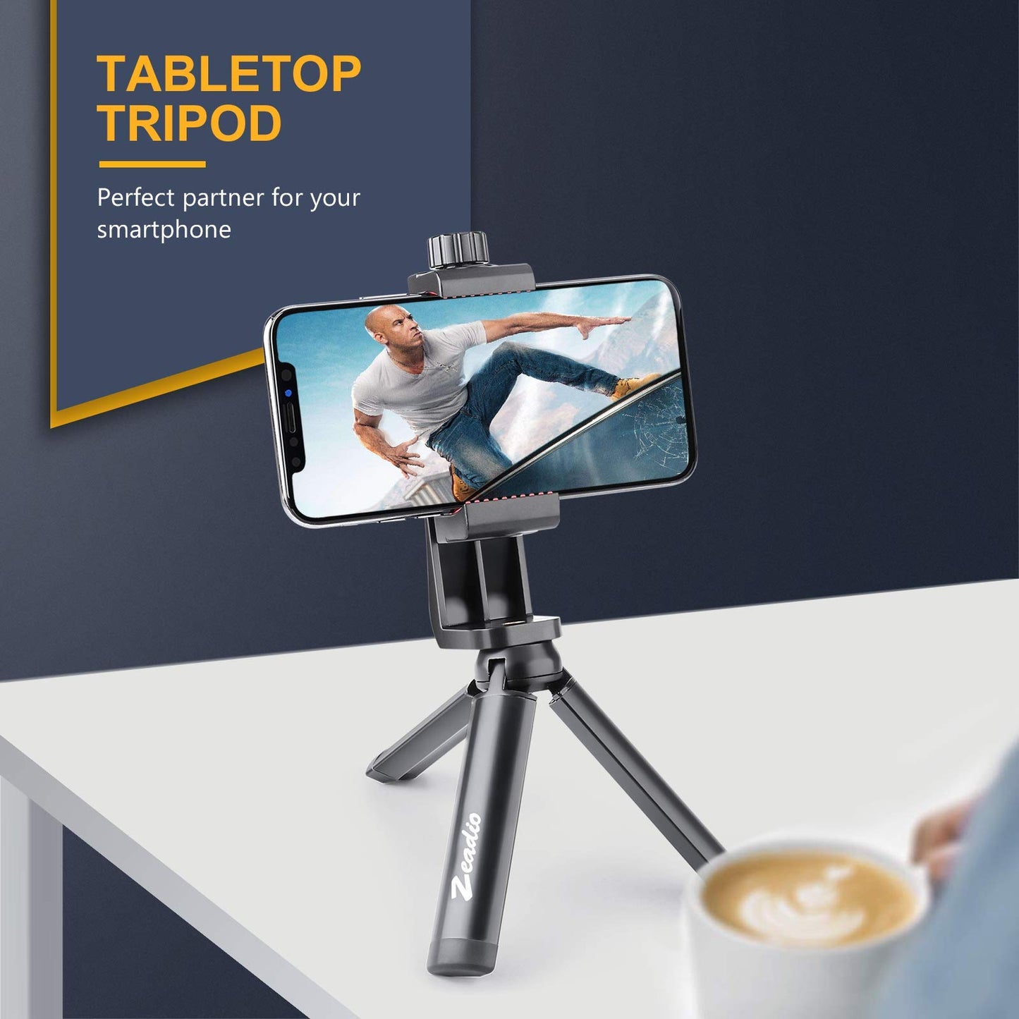 Zeadio Metall Mini-Stativ mit 1/4 Zoll Schraube, Tisch-Stativ für Smooth 4, Osmo Mobile, Vimble 2, Gimble Griff-Stabilisator und alle Kameras