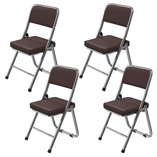 PIPIPOXER Konferenzstuhl klappbar,4er Set Essstühle Klappstühle Klappstühle aus kuschelig PU Leder und Stahlrahmen,Stabiler Klappstuhl Furniture mit für Gäste im Freien Braun 45x46x82cm
