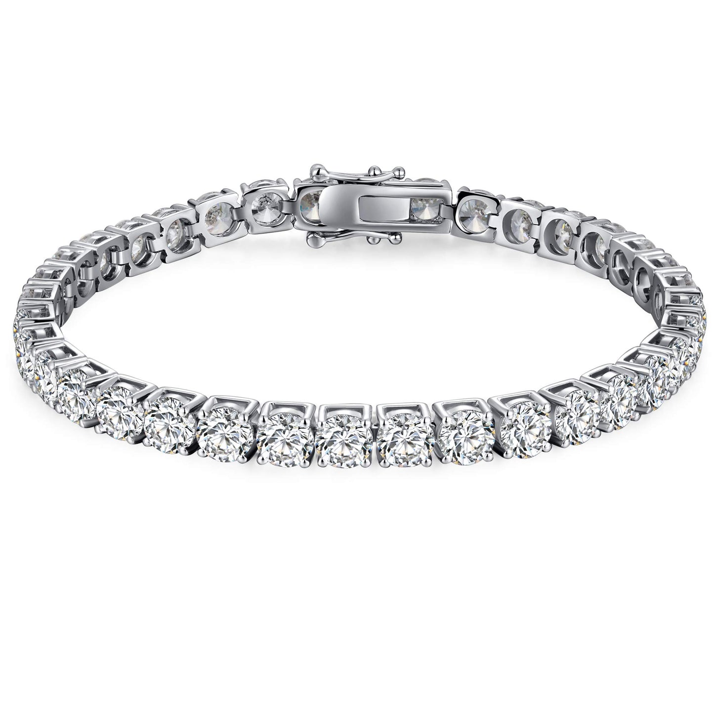 jiamiaoi Tennis Armband Damen Weiße Gold Armband Damen Sterling Silber Armband Damen Diamant Tennis Armband Sterling Silber Diamant Armband Glitzer Zirkonia Armband für Damen 16.51cm