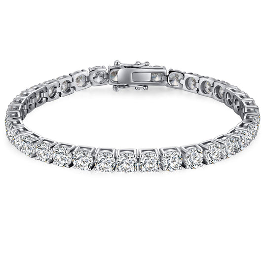 jiamiaoi Tennis Armband Damen Weiße Gold Armband Damen Sterling Silber Armband Damen Diamant Tennis Armband Sterling Silber Diamant Armband Glitzer Zirkonia Armband für Damen 16.51cm
