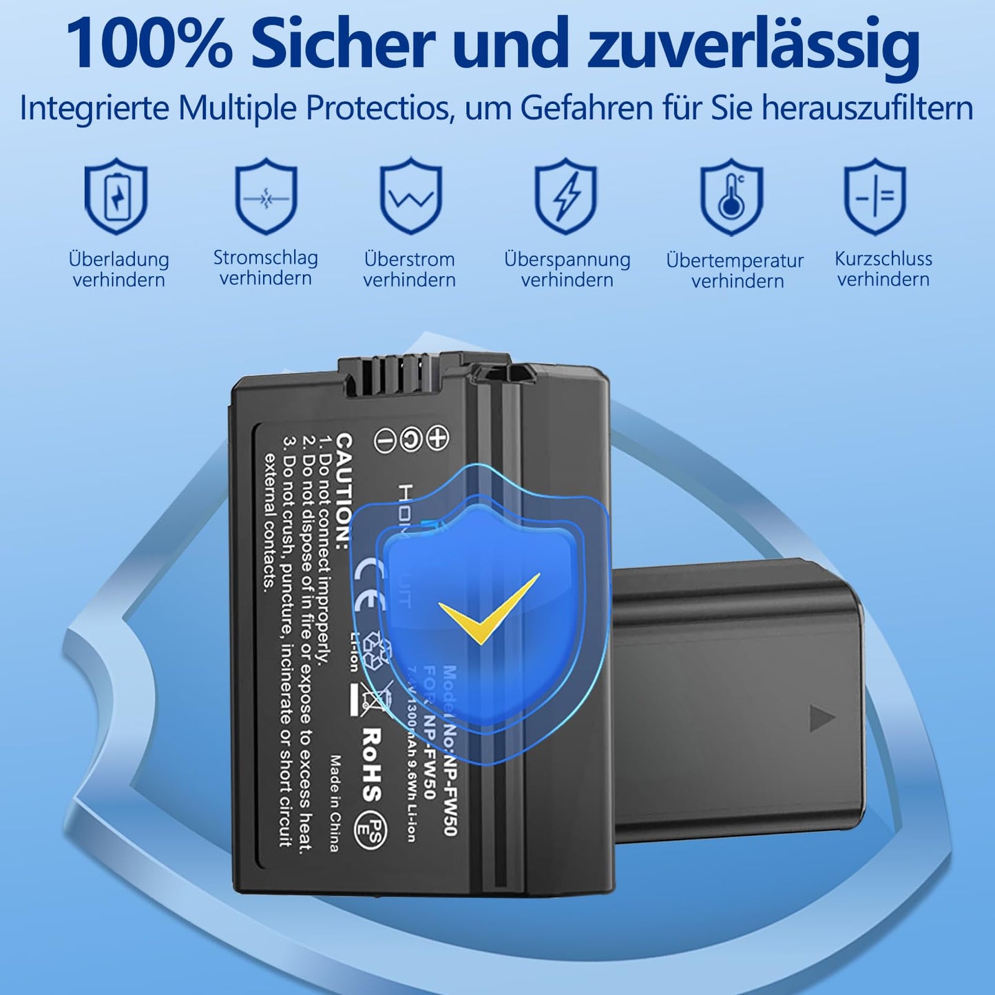 Homesuit NP-FW50 Akku 1300mAh und DREI Schlitze LCD Ladegerät Kit für Sony ZV-E10, Alpha A6000, A6500, A6300, A6400, A7II, A7RII, A7SII, A7S2, A7R, A7R2, A55, A5100, RX10 Kamera (3 Pack)
