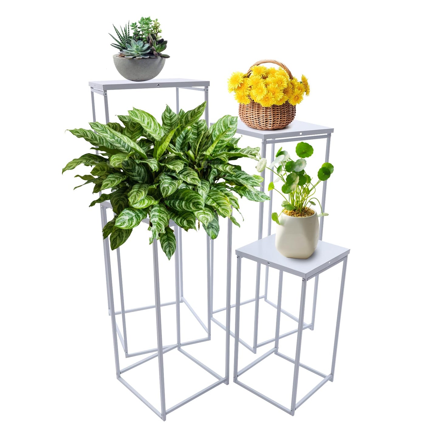 Blumenständer Metall, Weiß Hohe Vasen, Säule Pflanzenständer, Geometrische Boden Vase, Blumensäule für Hochzeit Tafelaufsätze, Wohnkultur (45/60/75/90cm)