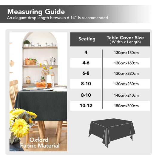 Deconovo Tischdecke Abwaschbar Wasserabweisende Tischdecken Tischwäsche Lotuseffekt Tischtuch Leinenoptik, 130x130 cm, Grau, 1 Stück
