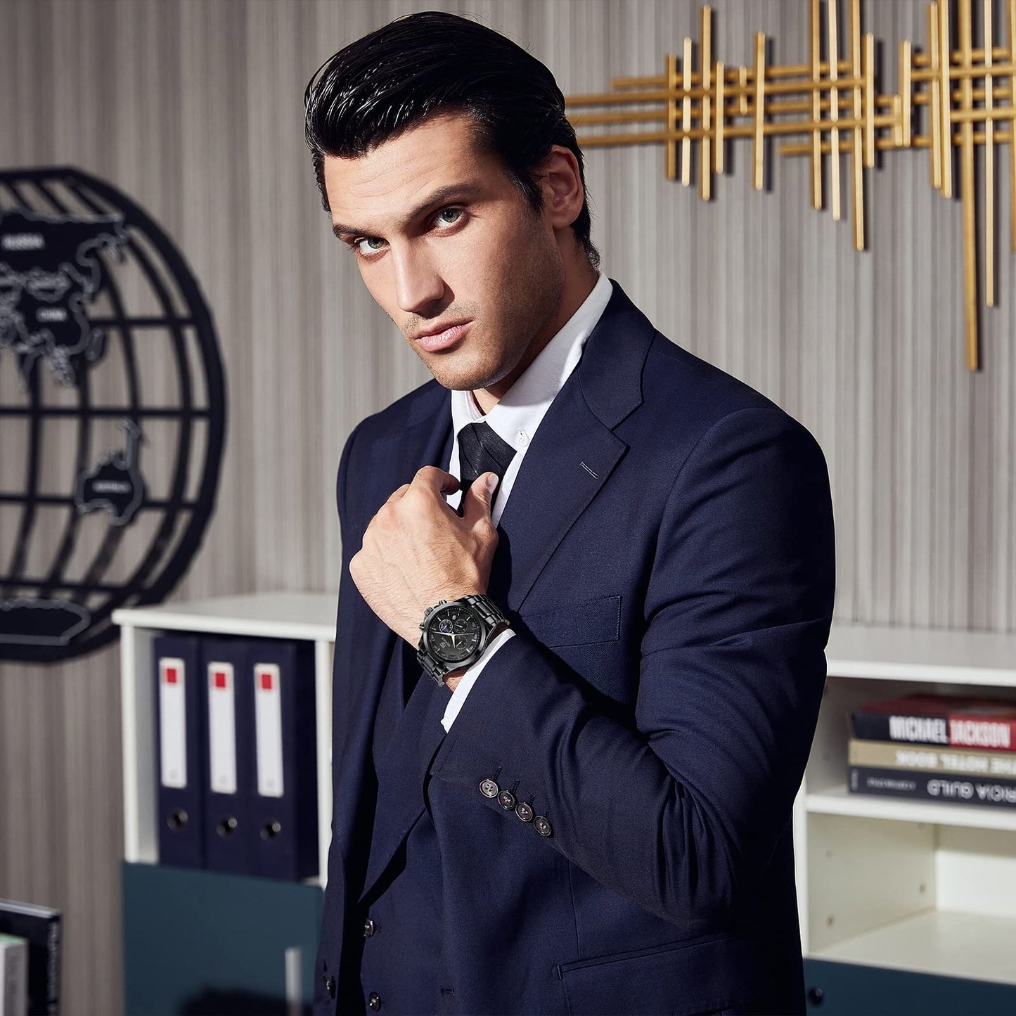 BY BENYAR Uhren Herren Edelstahl Armbanduhr Herren Chronograph Analog Quarz Wasserdicht Herrenuhr Leuchtende Datum Mode Lässig Business-Kleid Uhren Elegantes Geschenk fur Männer