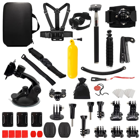 MMOBIEL 50-in-1 Action-Kamera-Zubehör-Kit Kompatibel mit GoPro Hero 11 10 9 8 7 6 5 4, GoPro Max, Fusion, DJI Osmo Action, AKASO, Insta 360, etc. - Inkl. Action Kamera Kopfhalterung, Stativ und mehr