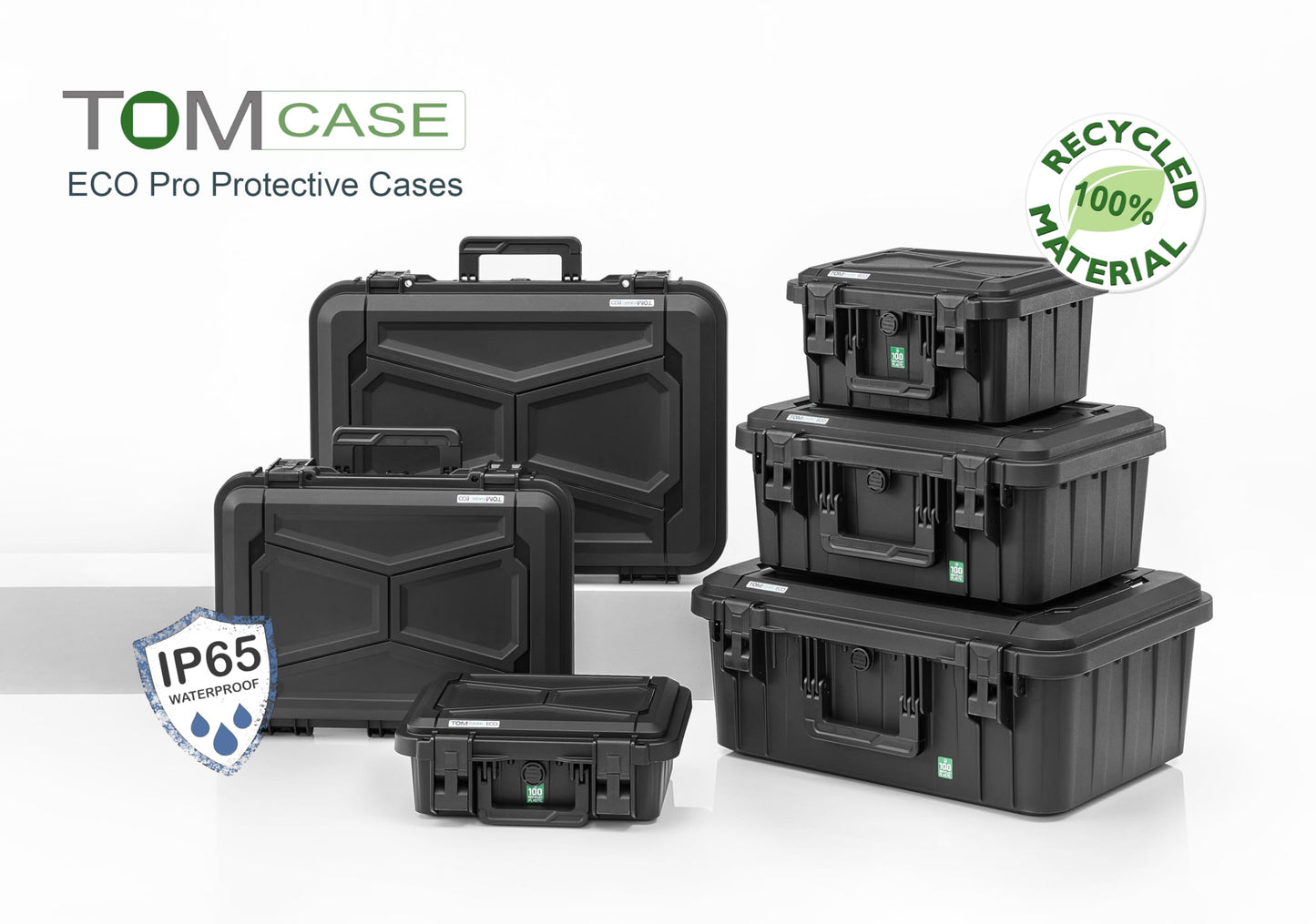 TOMcase Koffer für Tablet, Notebook/Laptop und Zubehör; wasserdichter ECO Schutzkoffer mit Raster-/Würfelschaumstoff für 11“ bis 15“, Outdoor Case Made in Germany (M)