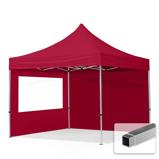 TOOLPORT Faltpavillon Faltzelt Pavillon 3x3m - 2 Seitenteile Aluminium 32mm Partyzelt 700N rot