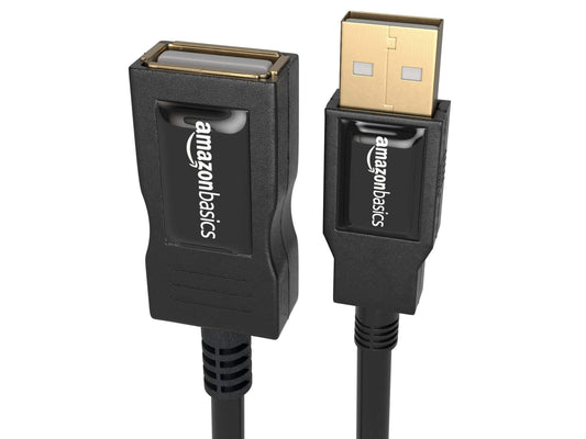 Amazon Basics 7GV4 USB-A 2.0 Stecker auf A-Buchse Verlängerungskabel (1 m), Schwarz