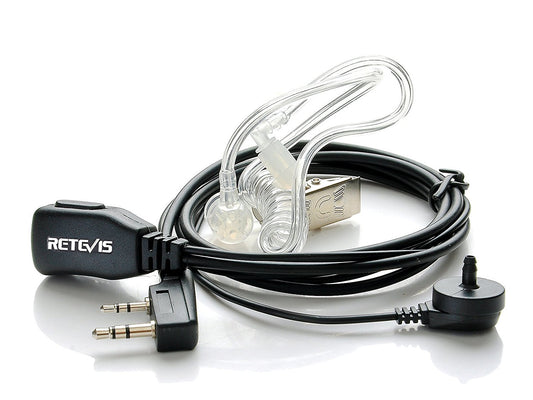 Retevis Funkgerät Headset 2 Pin Kompatibel mit Walkie Talkie Retevis RT24 Plus RT622 RT27 Baofeng UV-5R Plus BF-888S BF-88E Kenwood Sicherheits-Headset Kopfhörer Ohrhörer (1 Stuck)