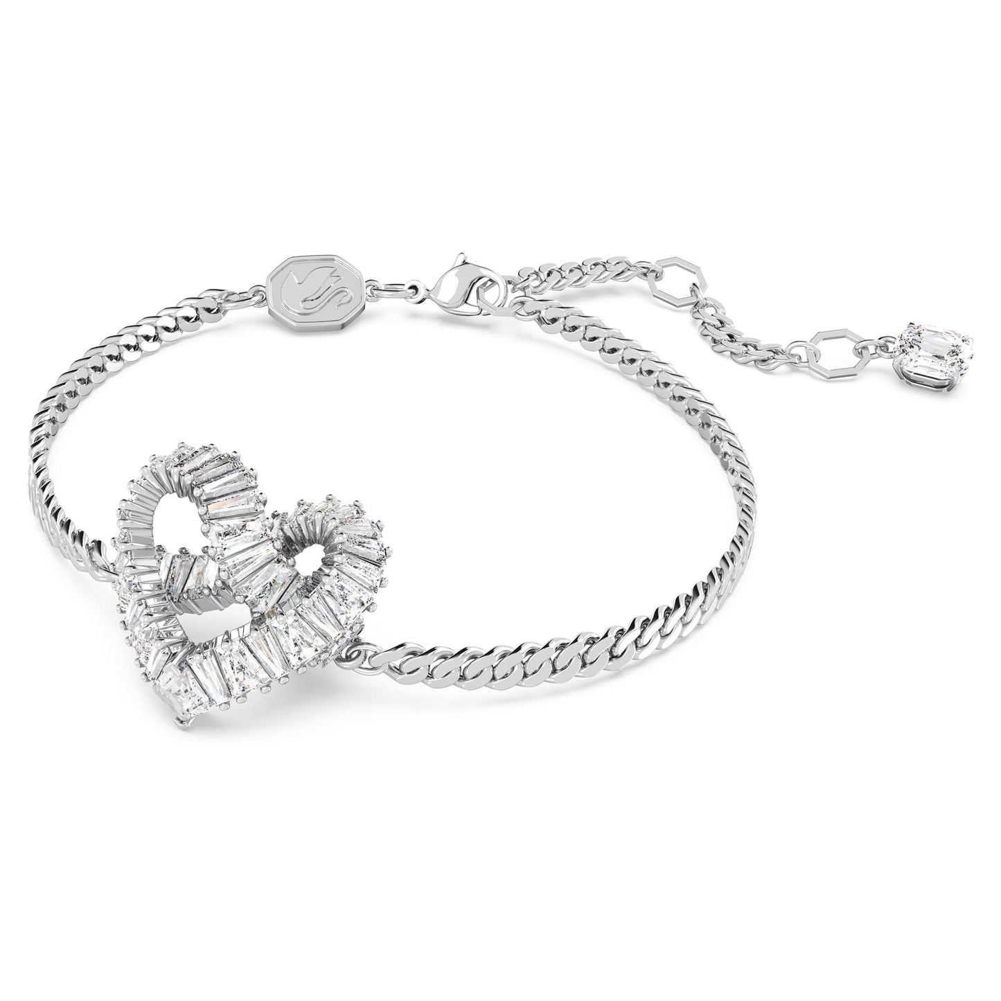 Swarovski Matrix Armband, Rhodiniertes Damenarmband im Herz-Design mit Weißen Kristallen