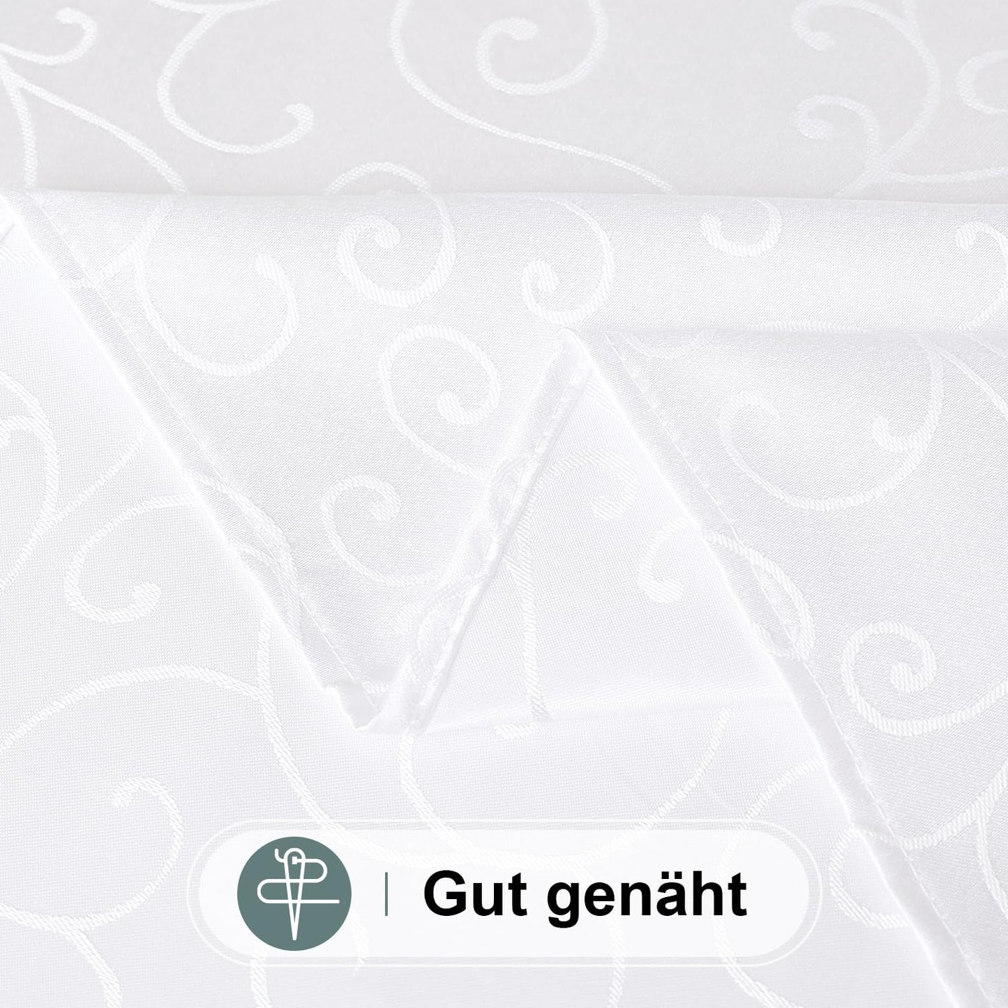 Homaxy Tischdecke Abwaschbar Rechteckig 140x240cm Polyester Tischtuch Tafeldecke Jacquard Tischwäsche Ornamente Schmutzabweisend Pflegeleicht, Weiß