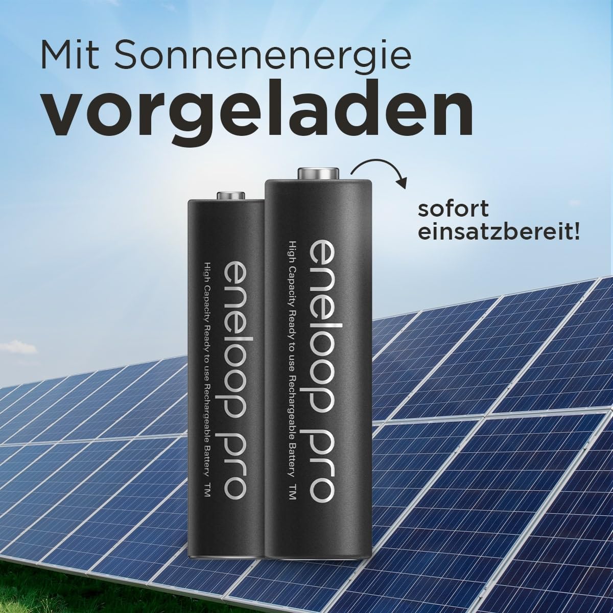 eneloop pro, AA/Mignon NI-MH Akku, 4er-Pack, Kapazität mit min. 2500 mAh, Ready-to-Use NI-MH Akkus, bis zu 500 Mal wiederaufladbar, plastikfreier Verpackung, pro, schwarz