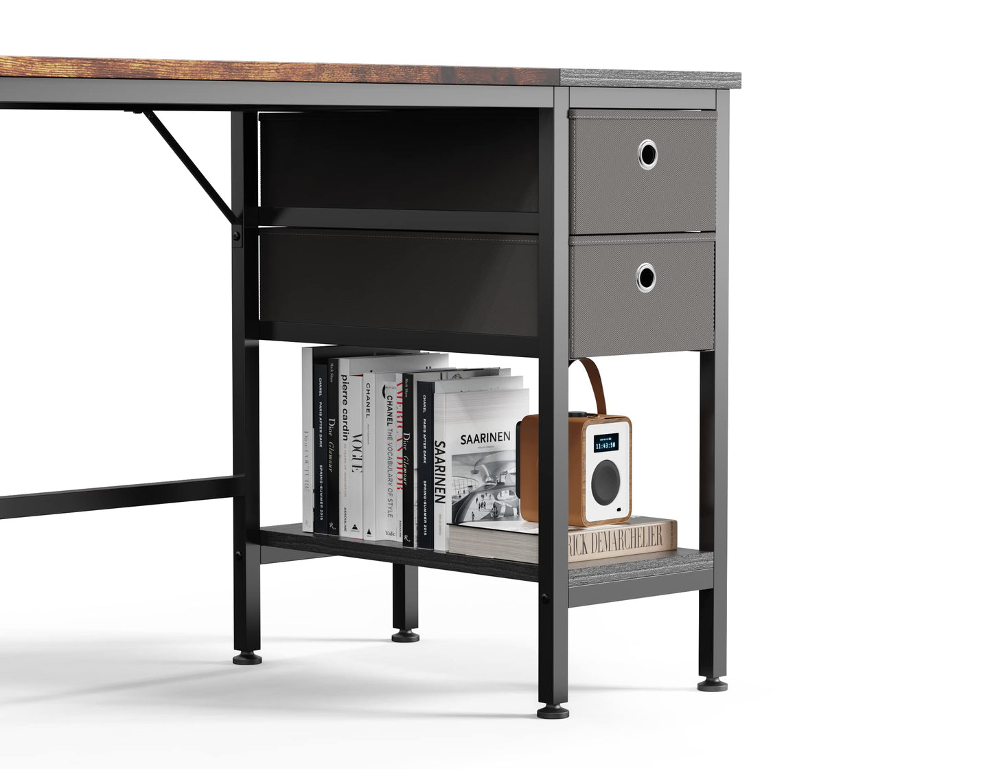 HOMIDEC Schreibtisch, Computertisch mit 2 Schubladen, Bürotisch Schreibtisch Holz Officetisch fürs Büro, Wohnzimmer, Home, Office, 120 x 50 x75cm