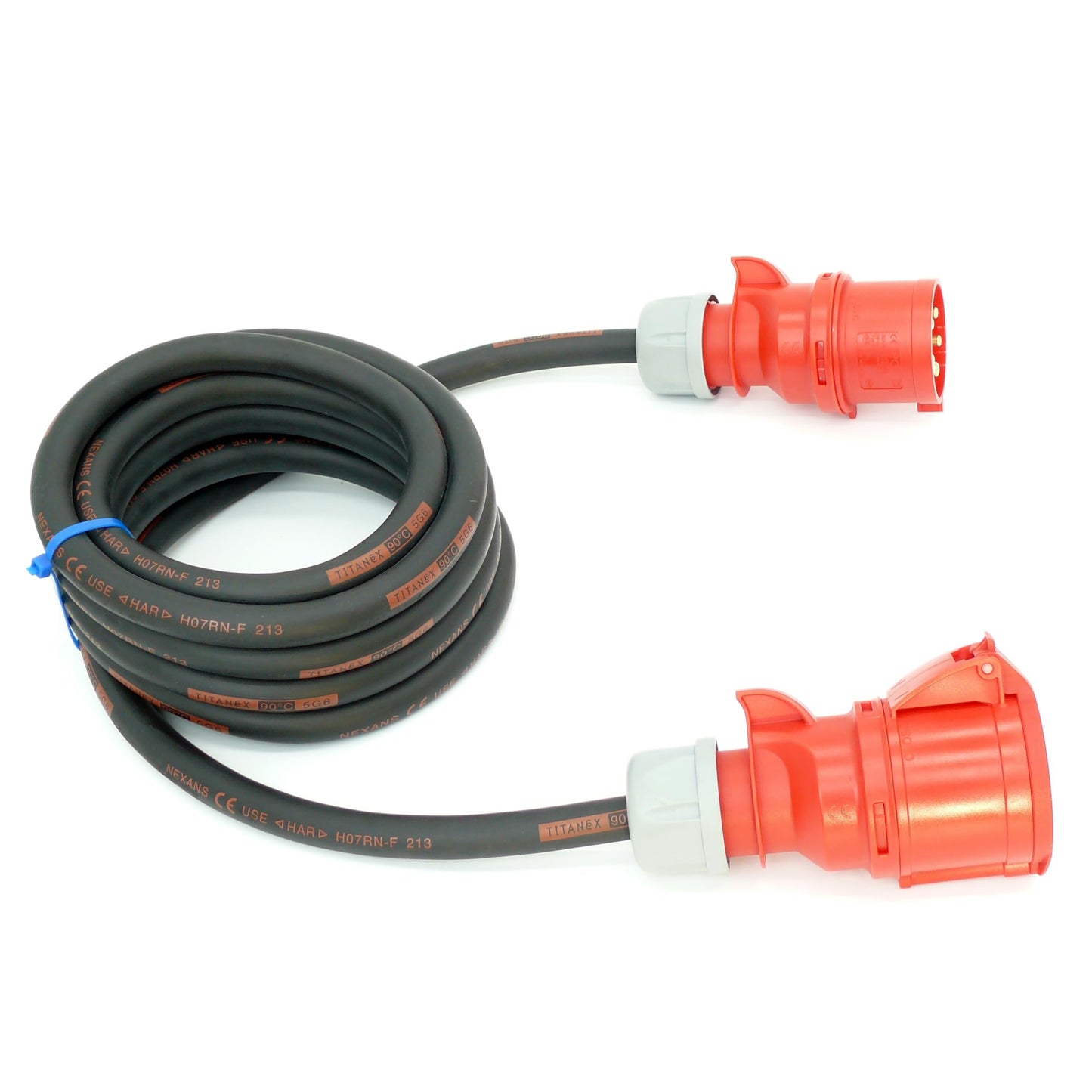 CEE Starkstromkabel (1,5m-50m) 32A Verlängerungskabel Titanex H07RN-F 5x6mm² mit PCE Shark Stecker und Kupplung, Business-Line von Event-Kabel (3 Meter)