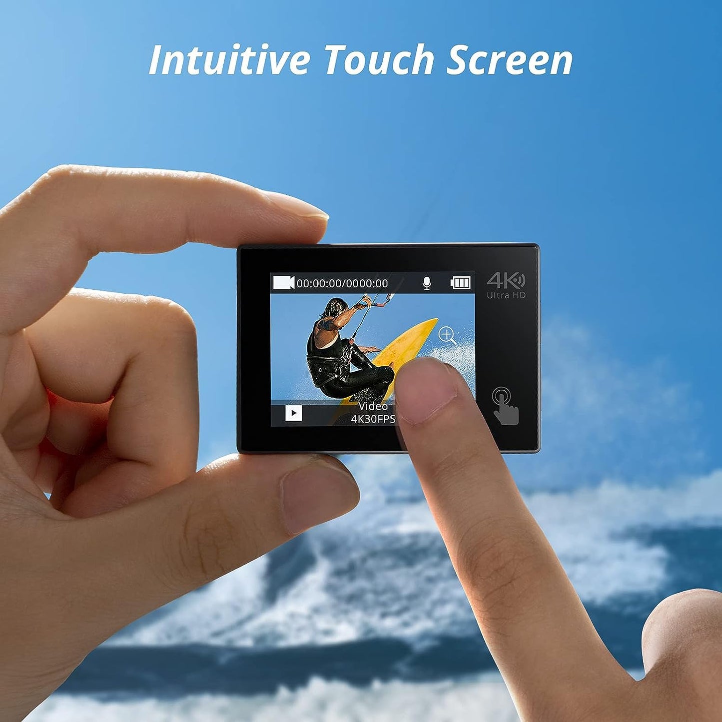 AKASO Brave 4 Pro Action Cam 4K30FPS 20MP mit 64GB U3 Speicherkarte 40M Unterwasserkamera Ultra HD Touchscreen 170 ° Weitwinkel, EIS Stabilisierung, 5X Zoom, 2.4G Fernbedienung und 2 Akkus 1350mAh