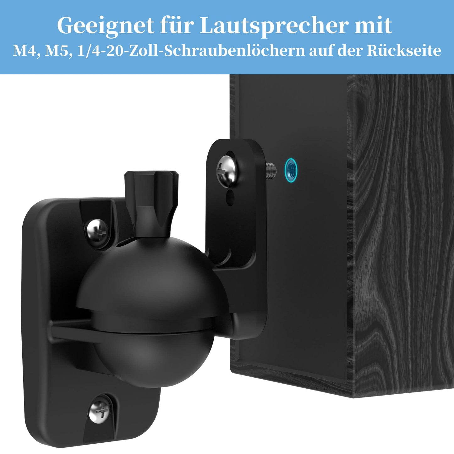 Cozycase Lautsprecher Wandhalterung Halterung mit Beschlägen - 2 Stück Schwenkbar/Neigbar Lautsprecher Halter Set, Robuste Lautsprecherhalterung passend für Lautsprecher bis 3,5 kg, Schwarz