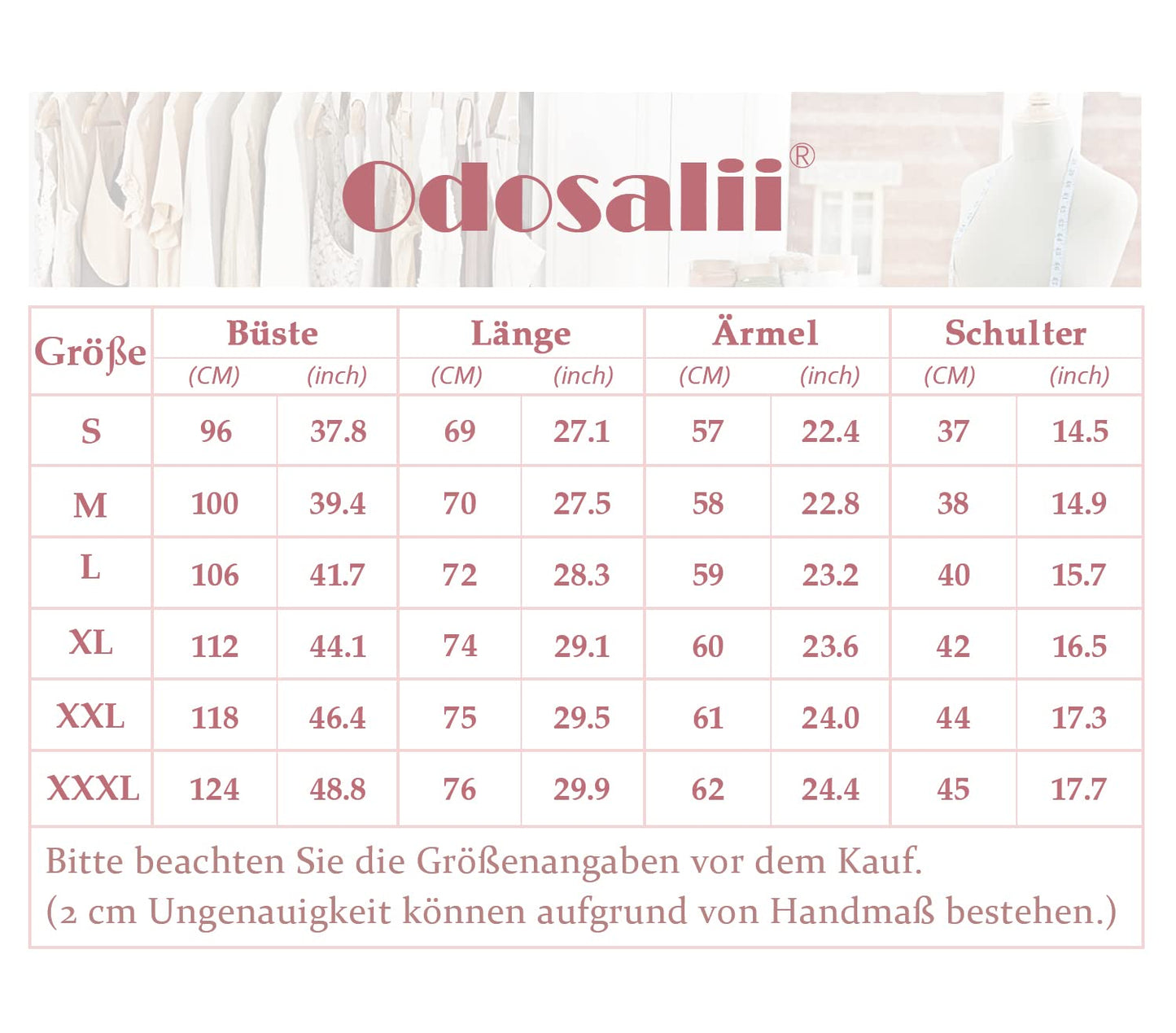 Odosalii Business Kleidung Damen Sommer 3/4 Ärmel V-Ausschnitt Büro Blusen Schwarz Oberteile