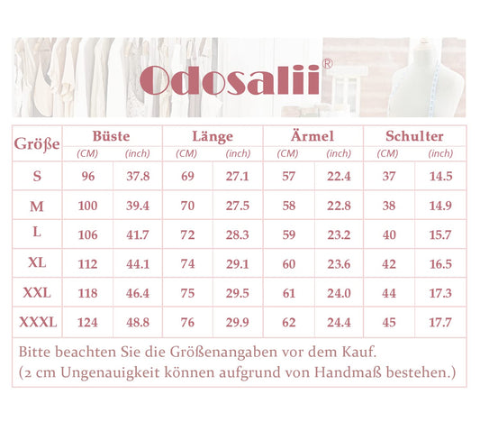 Odosalii Business Kleidung Damen Sommer 3/4 Ärmel V-Ausschnitt Büro Blusen Schwarz Oberteile