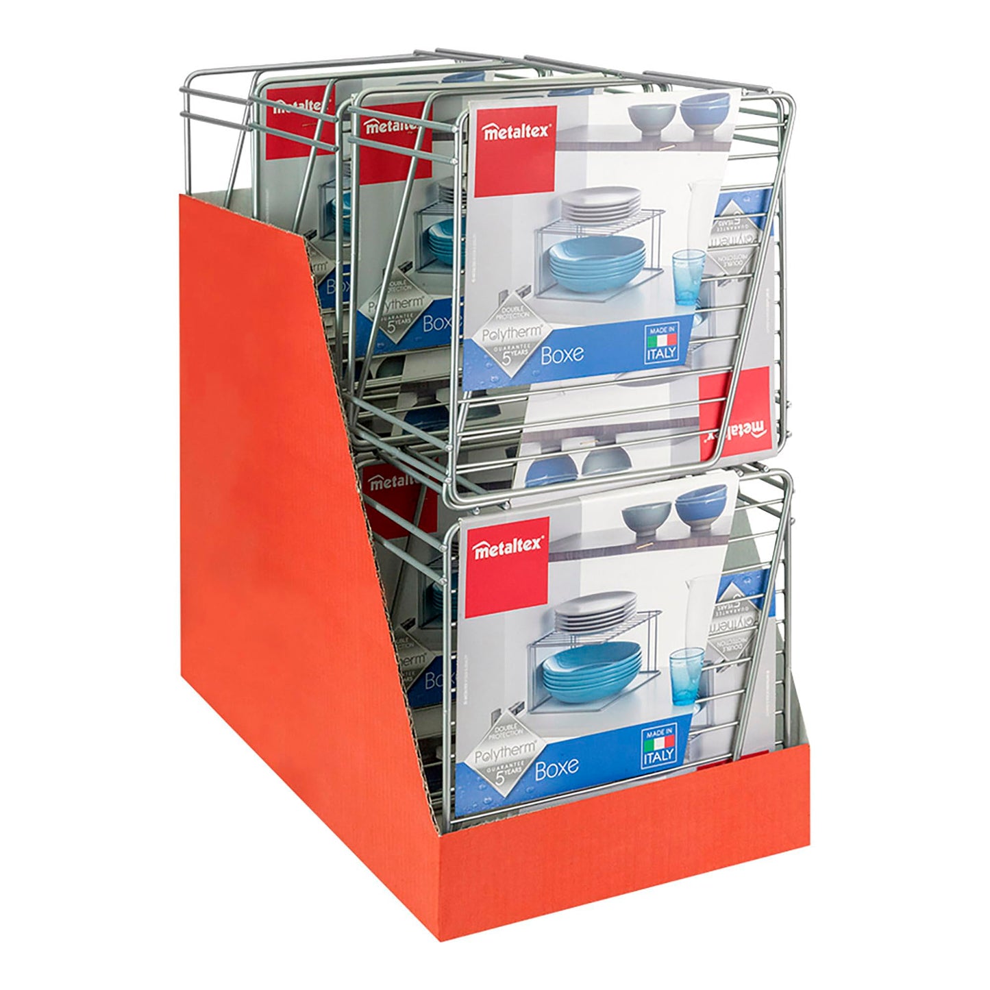 Metaltex 364001000 Boxe Eckschrankeinsatz 1-Etg. 25x25x15cm Polytherm, silbermetallic, Silber