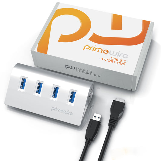 CSL - aktiver USB Hub mit Netzteil - USB 3.2 gen1 4 Port Verteiler - kompatibel mit PC Notebook iMac Mac Pro MacBook Air, Pro, Mini Tablet PS4 - Powered USB - inkl. Netzteil