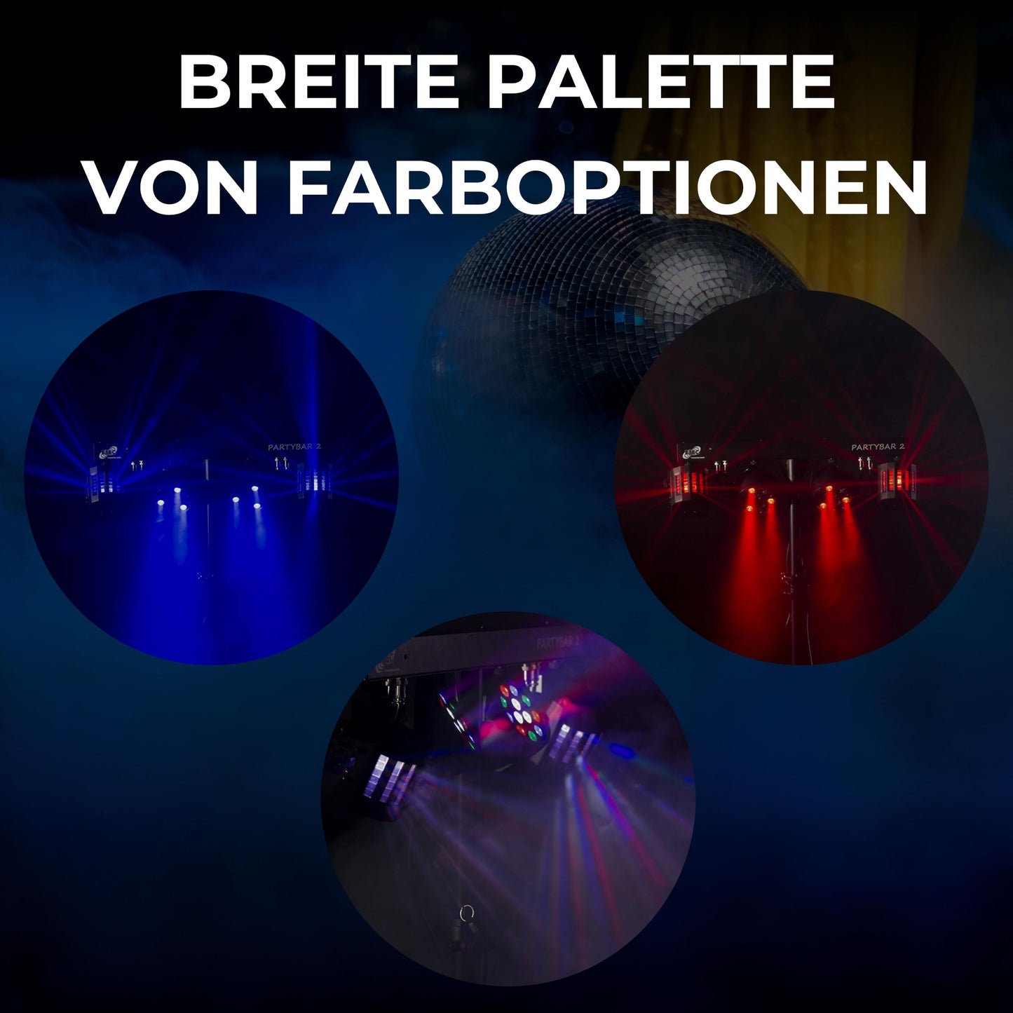 ETEC Professional LED PARTYBAR 2 – 2x PAR Scheinwerfer & 2x Derby Effekt inkl. Stativ & Fernbedienung – Musikgesteuertes Disco Licht Komplettset für DJ, Party & Bühne