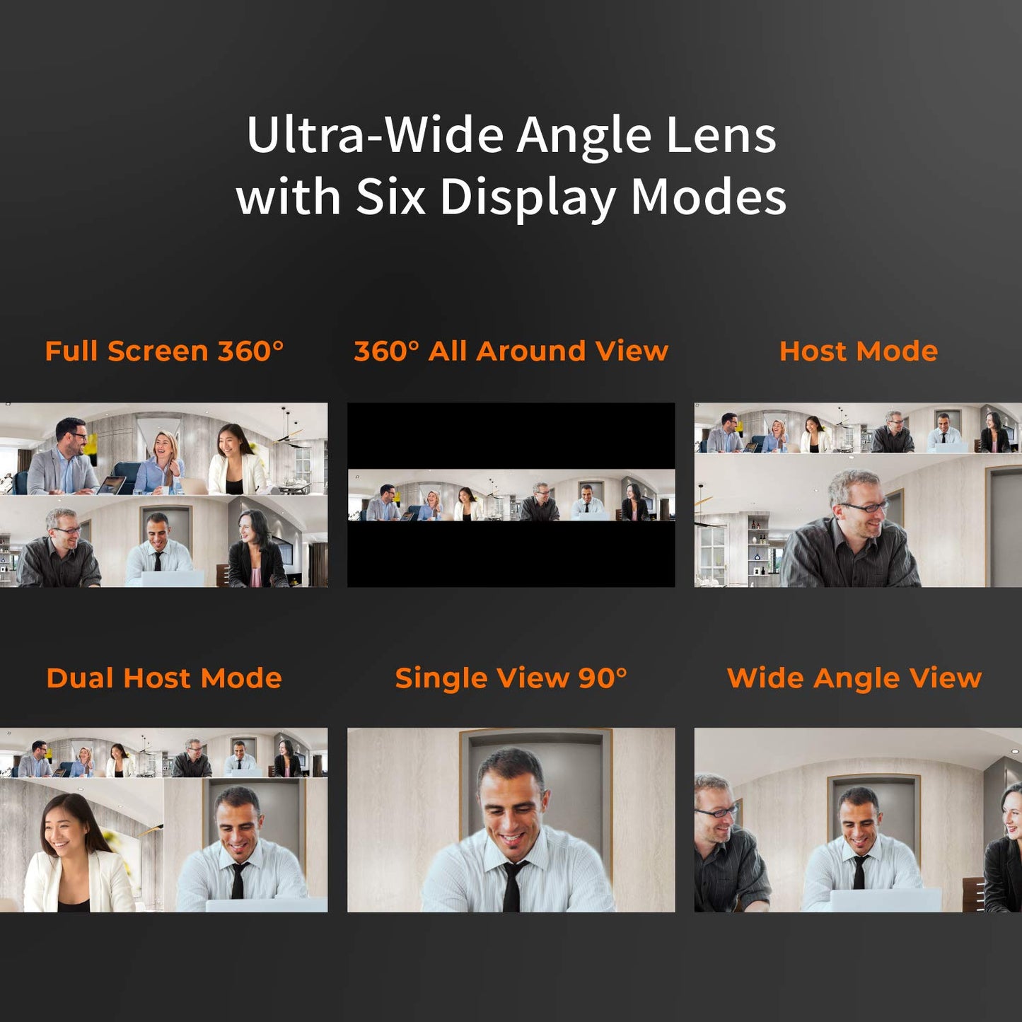 j5create 360 Grad All Around Meeting Webcam - 1080P HD Videokonferenzkamera mit High Fidelity Mikrofon, USB-C | für Videokonferenzen, Online-Unterricht und Zusammenarbeit (JVCU360)