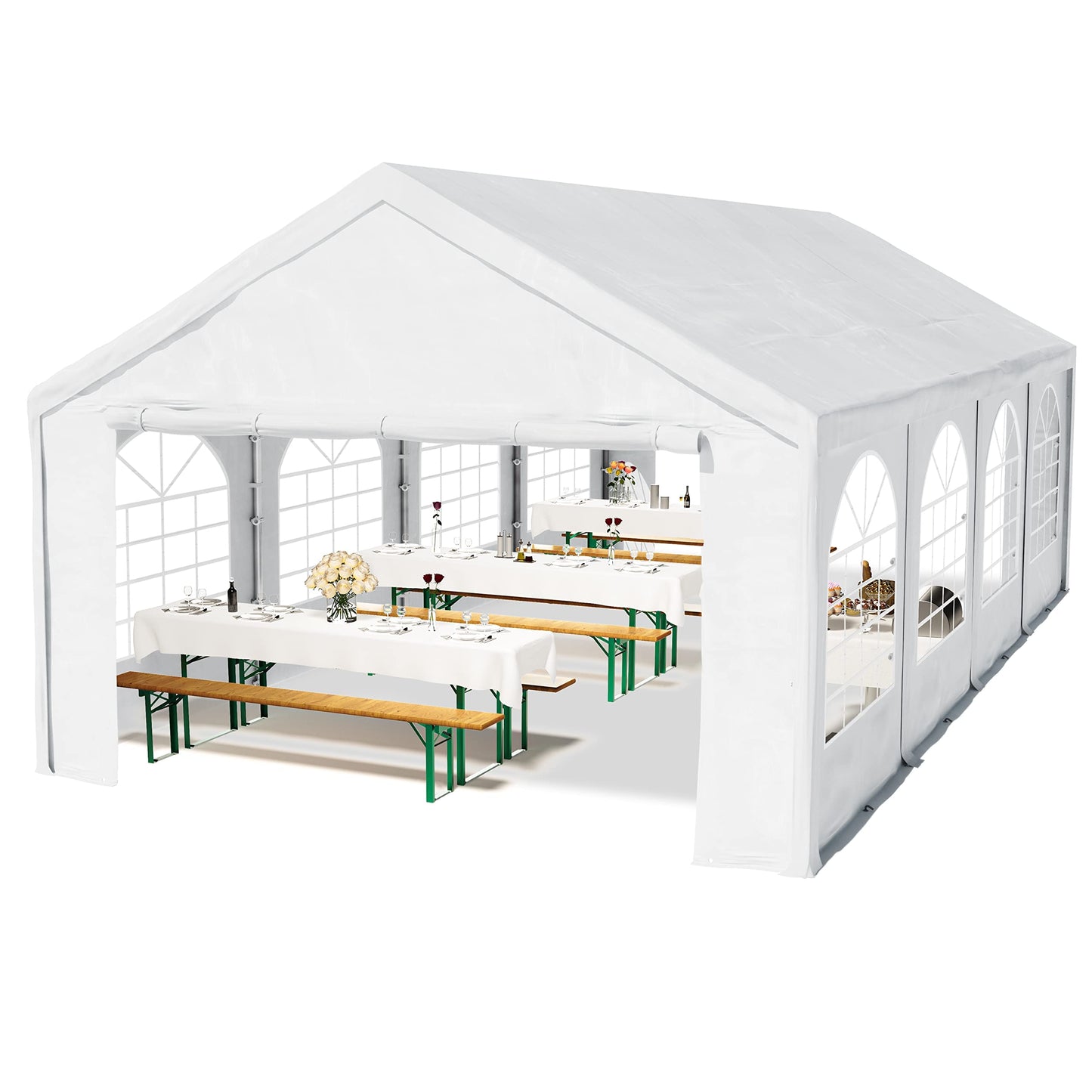 TOOLPORT Hochwertiges Partyzelt 4x8 m Pavillon Zelt PE Plane 450 N Gartenzelt Festzelt Wasserdicht weiß