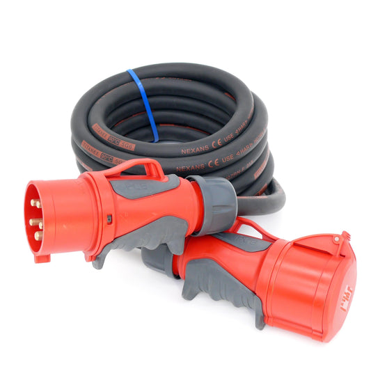 CEE Starkstromkabel (1,5m-50m) 32A Verlängerungskabel Titanex H07RN-F 5x6mm² mit PCE Grip Stecker und Kupplung, Business-Line von Event-Kabel (20 Meter)