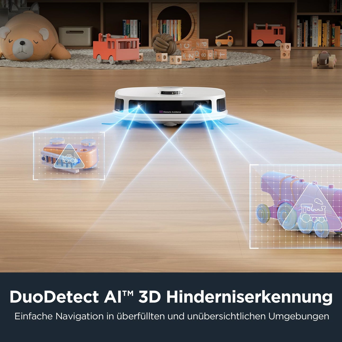 EUREKA J12 Ultra DE Saug- & Wischroboter + All-in-One Station (KI-3D-Hinderniserkennung, intelligente Haustierumgehung, Auto Teppicherkennung, ideal gegen Tierhaare, App- & Sprachsteuerung) weiß