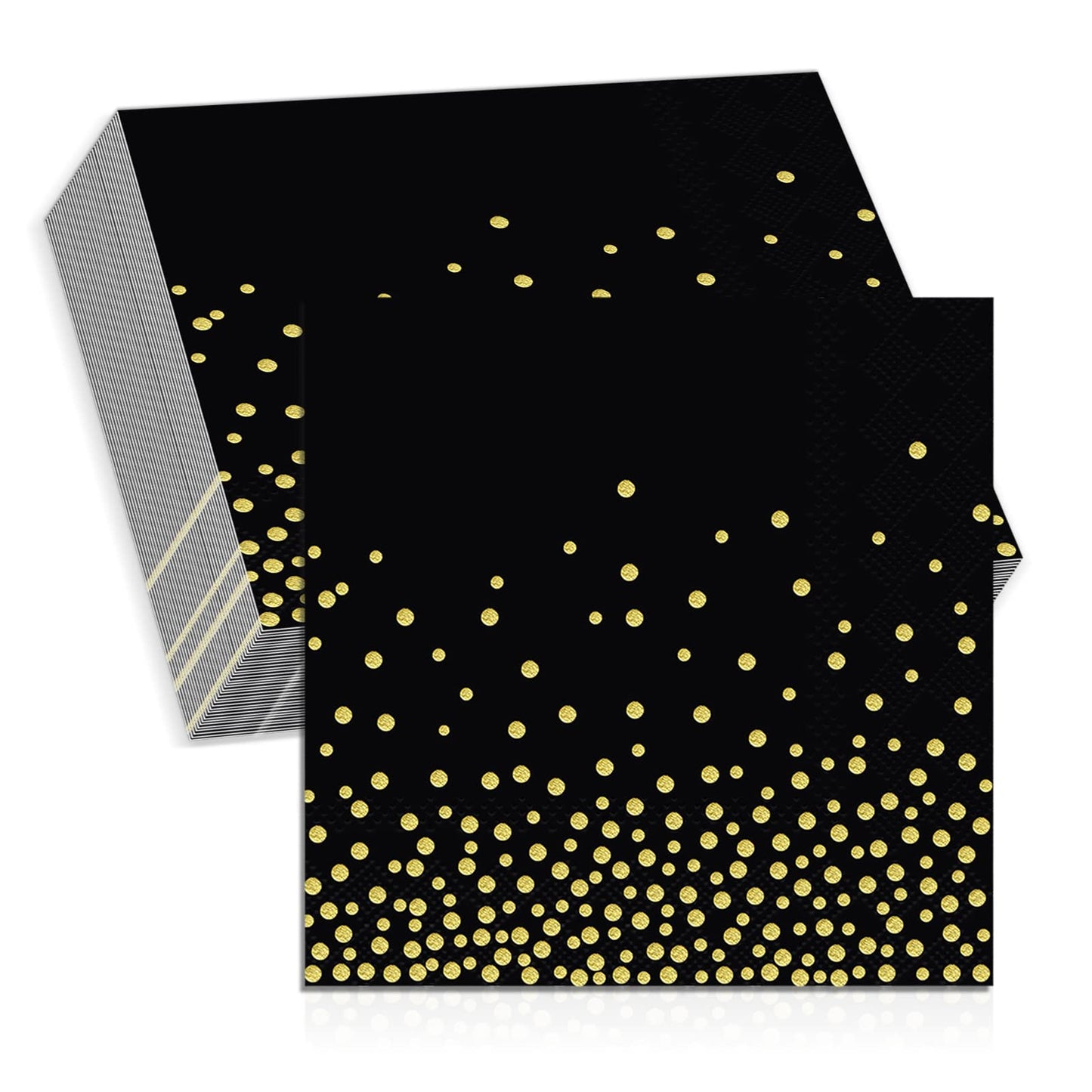 Servietten, Goldfolie Party Servietten Schwarz Golddruck Gepunktete 3-lagig Papier Servierten, 80 Stück Abendessen-Servietten 33x33cm Papierservietten mit metallic Aufdruck