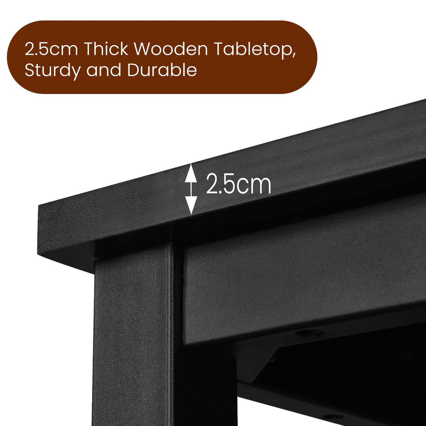 WOLTU 1x Bartisch Bistrotisch Stehtisch Esstisch, Metallgestell, Tischplatte aus MDF, Schwarz, 120x40x100cm(BxTxH)
