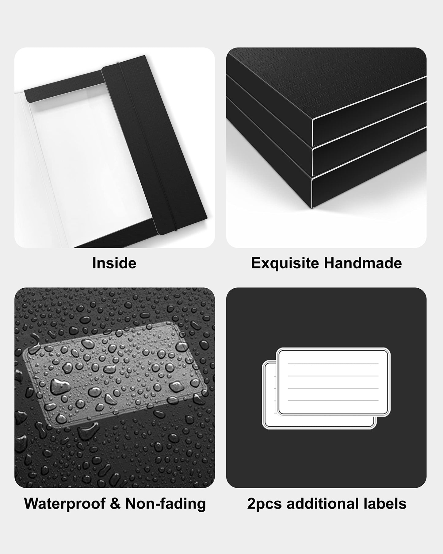JiaWei 12 Stück 11mm Breite Sammelmappe A4 aus Karton, Aus 350g/m² extra starkem Karton mit 3 Klappen Für Din A4 Mappe, Mit Namensfeld & Gummizug, für Archivbox Aktenbox Dokumentenbox - Schwarz