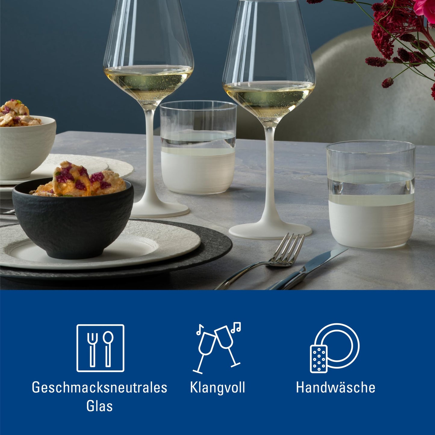 Villeroy & Boch – Manufacture Rock blanc Whisky-Tumbler Set 4 teilig Weiß, Whiskeybecher, Whiskey Gläser Set, Bargläser, Außergewöhnliche Gläser, Handbemalte Whiskeygläser, Kristallglas