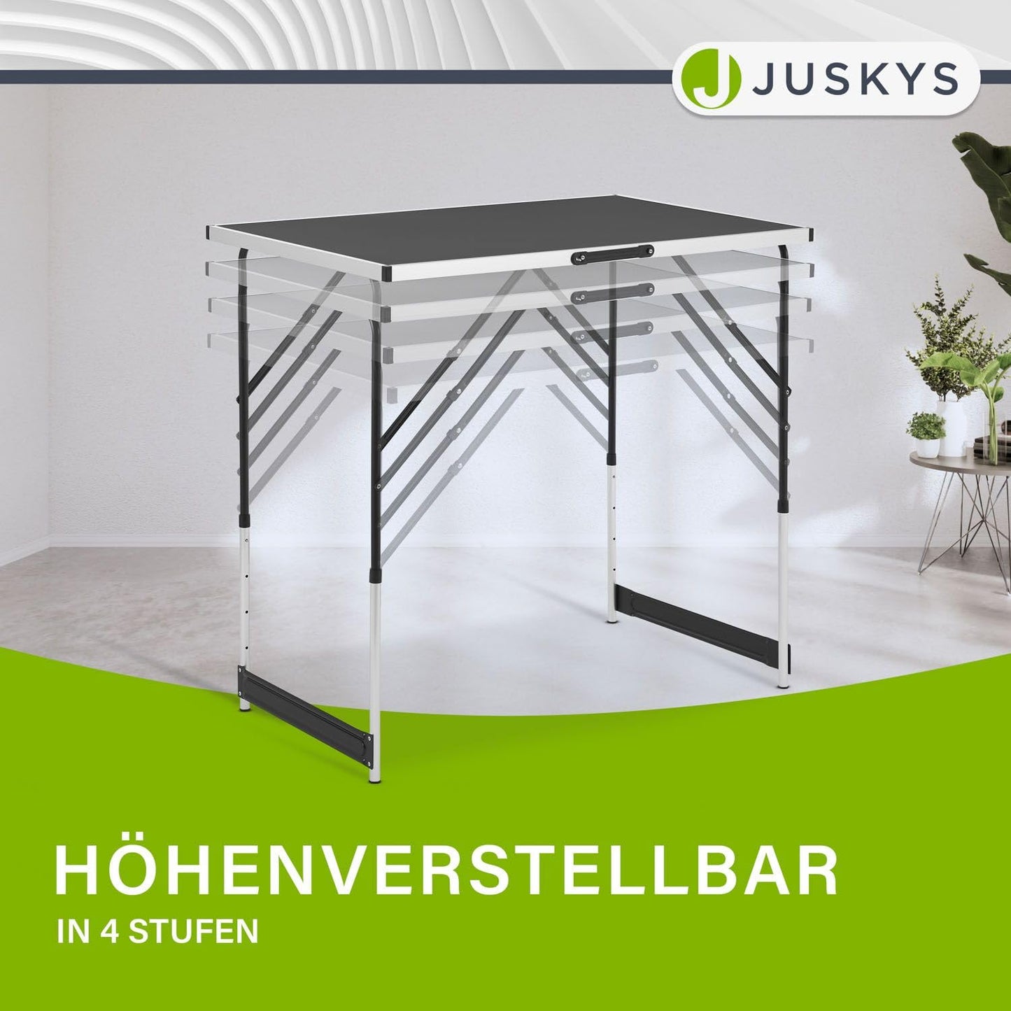 Juskys Multifunktionstisch 3 teilig - klappbar, höhenverstellbar - Alu Klapptisch 100x60 cm - Flohmarkt, Tapeziertisch, Campingtisch - Tisch Schwarz