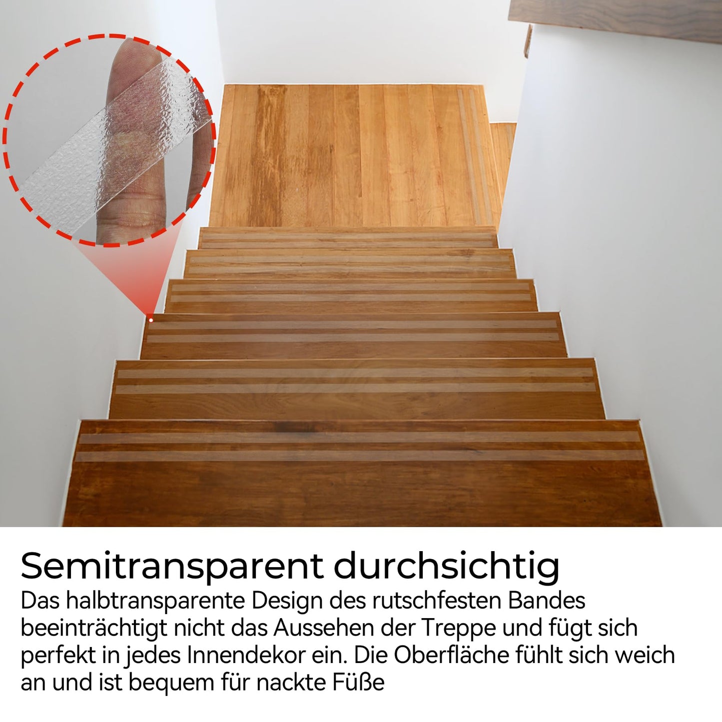 Antirutsch Klebeband 2cm x 10m, Anti Rutsch Streifen Selbstklebend Wasserdicht Schützt Ältere Menschen und Kinder für Treppenstufen, Innen- und Außenbereich, Vorbeugung von Stürzen Transparent