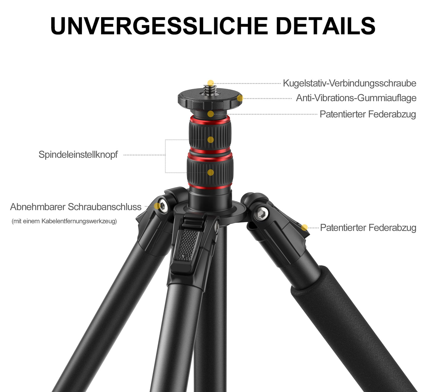 RALENO 1,98 m Kamerastativ, Stativ mit 360° Panorama Kugelkopf, Professionelles Camera Tripod mit 10kg Tragkraft, für Reise und Arbeit, WiFi 40M wasserdicht Modell: TP-60
