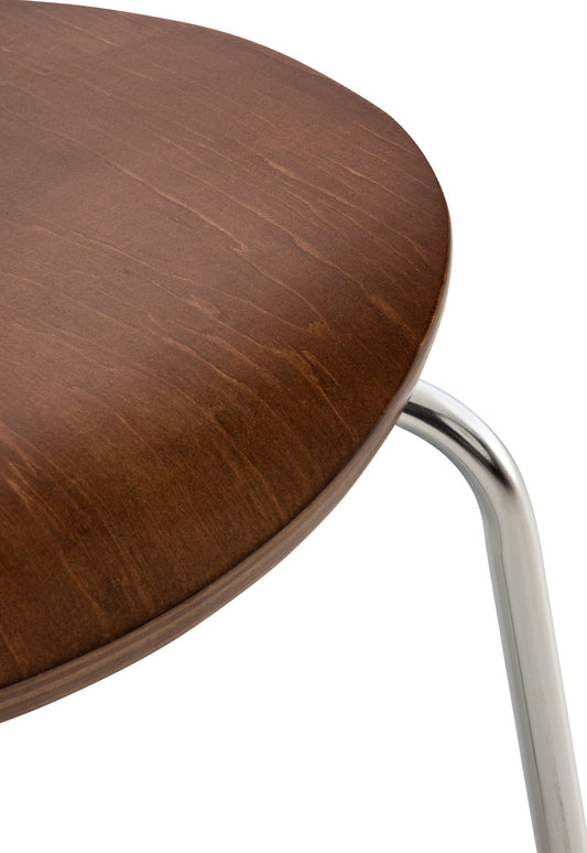 CLP Stapelstuhl Diego I Komfortabler Esszimmerstuhl I Metallgestell, Holzsitz I Ergonomisches Design I Platzsparend In Esszimmer Und Küche, Farbe:braun