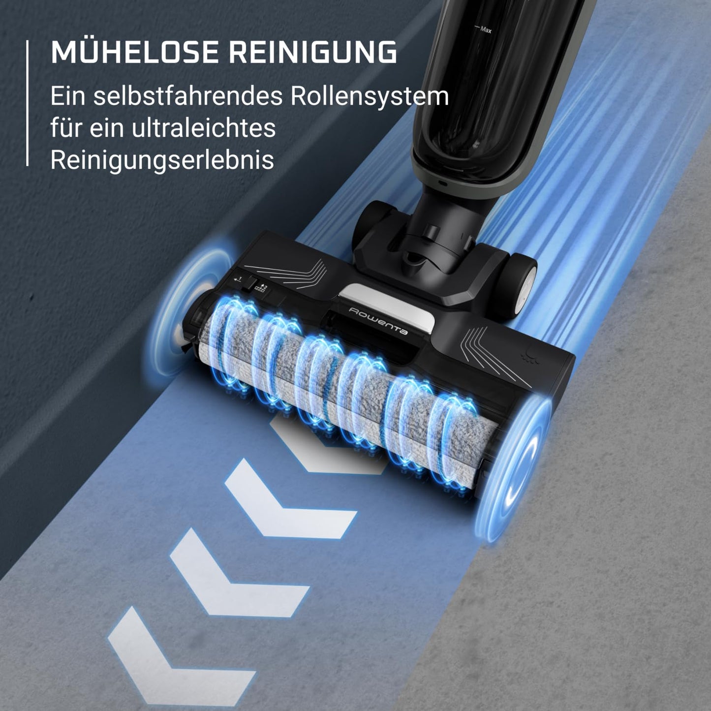 Rowenta X-Clean 4 kabelloser Nass-und Trockenstaubsauger, Selbstreinigungsfunktion, Nass Trockensauger 50min Laufzeit, automatische Schmutzerkennung, Nasssauger mit smartem LED Display, grau GZ5036WO