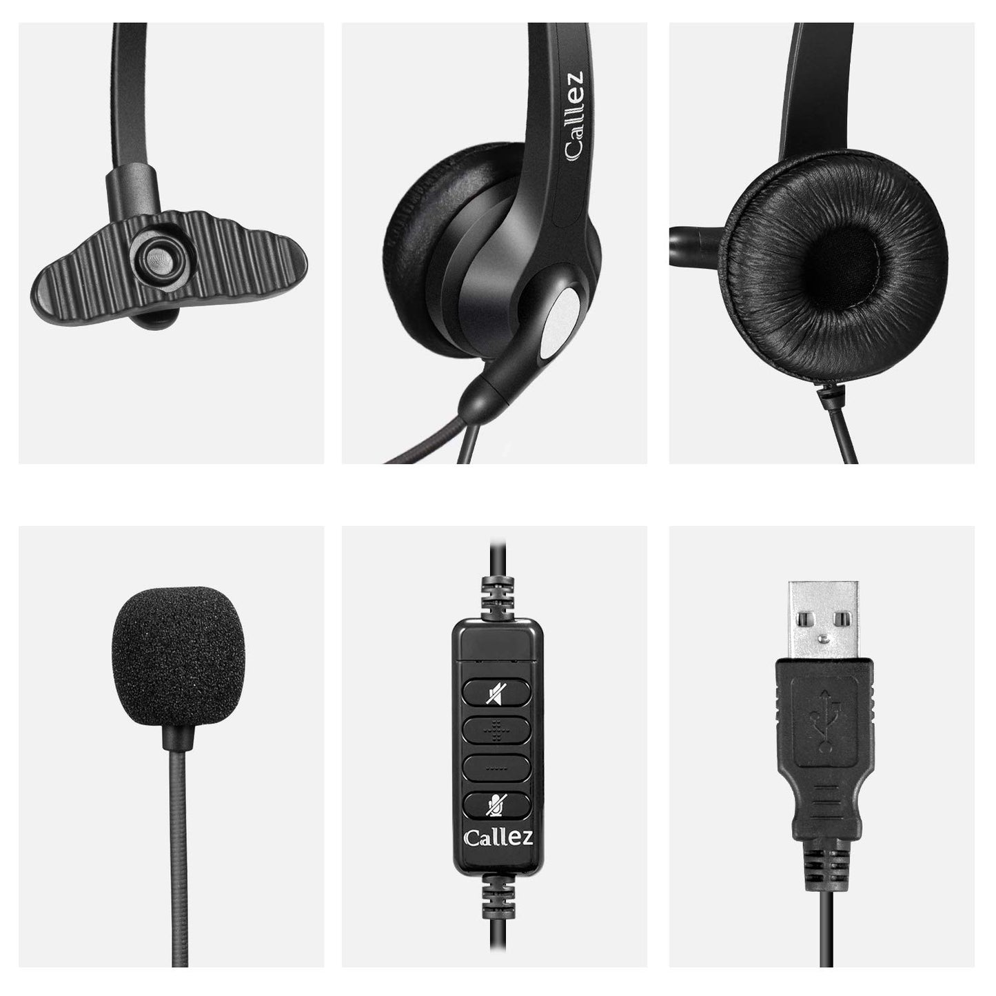 USB Headset PC für Business UC Skype Lync SoftPhone Call Center Office, PC Kopfhörer mit Mikrofon Noise Cancelling & Lautstärkeregler, Kristallklar Chat, Super Leicht, Ultra Komfort