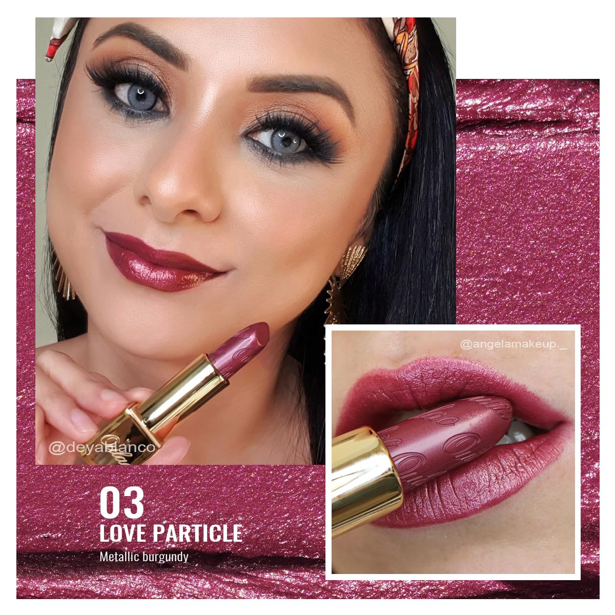 OULAC Lippenstift Metallic Glanz Finish, Rot Farbtöne, Hochpigmentierter, Kein Körniges Gefühl, Langlebig, Feuchtigkeitsspendende Formel, Vegan, 4.3g, (03) Love Particle