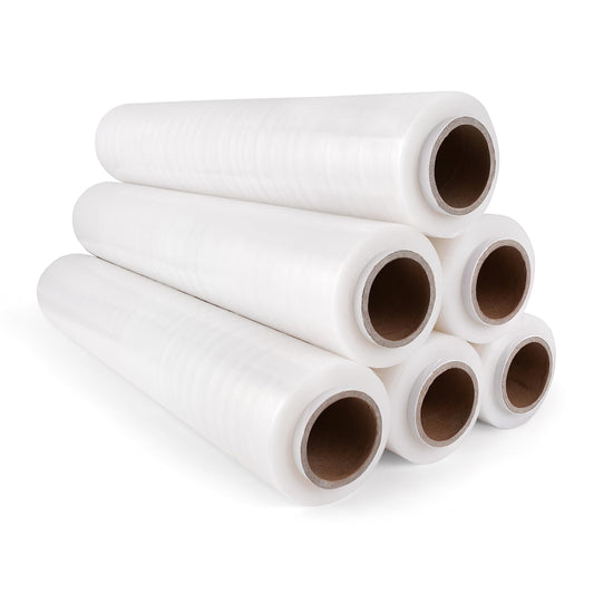 Inoverse 6 Rollen Stretchfolie Transparent Wickelfolie 50cm/1.5kg, Folie Für Möbel & Umzug, Palettenfolie, Handstretchfolie, Verpackungsfolie auf Rolle, Strechfolienrolle, Verpackungsmaterial
