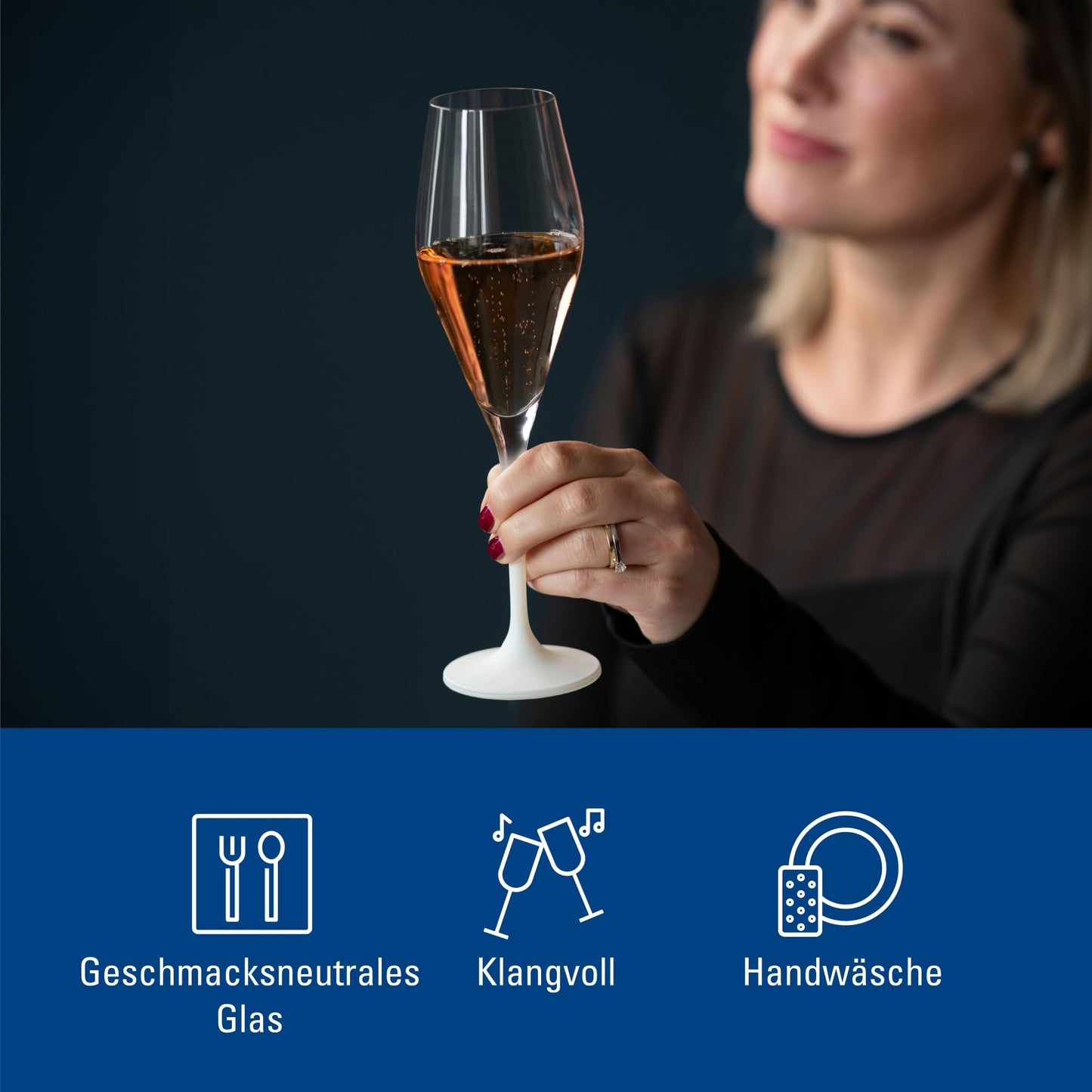 Villeroy & Boch – Manufacture Rock blanc Sekt-/ Champagnerglas Set 4 teilig Weiß, Gläser für Sekt und Prosecco, Sektgläser Set, Sektflöten, Außergewöhnliche Gläser, Champagnerkelche, Kristallglas