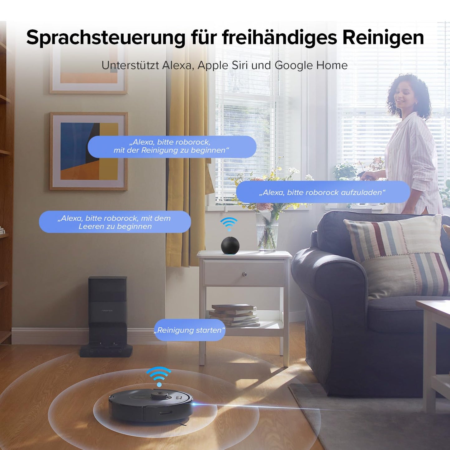 roborock Q5 Max+ Saugroboter mit automatischer Staubentleerung, 5.500 Pa Saugleistung, DuoRoller-Bürste, bis zu 7 Wochen freihändige Reinigung, PreciSense LiDAR-Navigation, App&Sprachsteuerung,Schwarz