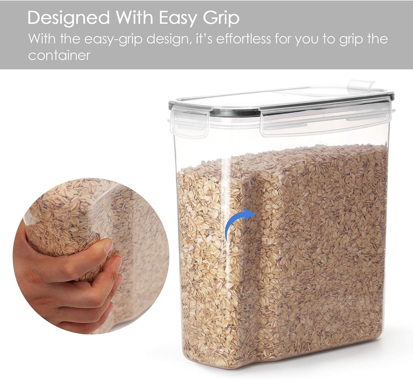 Vtopmart 4L Vorratsdosen Set, 4er Luftdicht Lebensmittelbehälter, Behälter mit Deckel für Müsli und Cornflakes, BPA-frei, Mit Schreibstift und Etikett