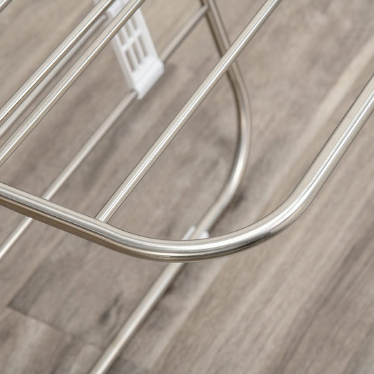 HOMCOM Wäscheständer Standtrockner faltbar 3-stufiger Flügelwäschetrockner Trockengestell Trockenständer Edelstahl Kunststoff Silber Weiß 138 x 60,5 x 112 cm