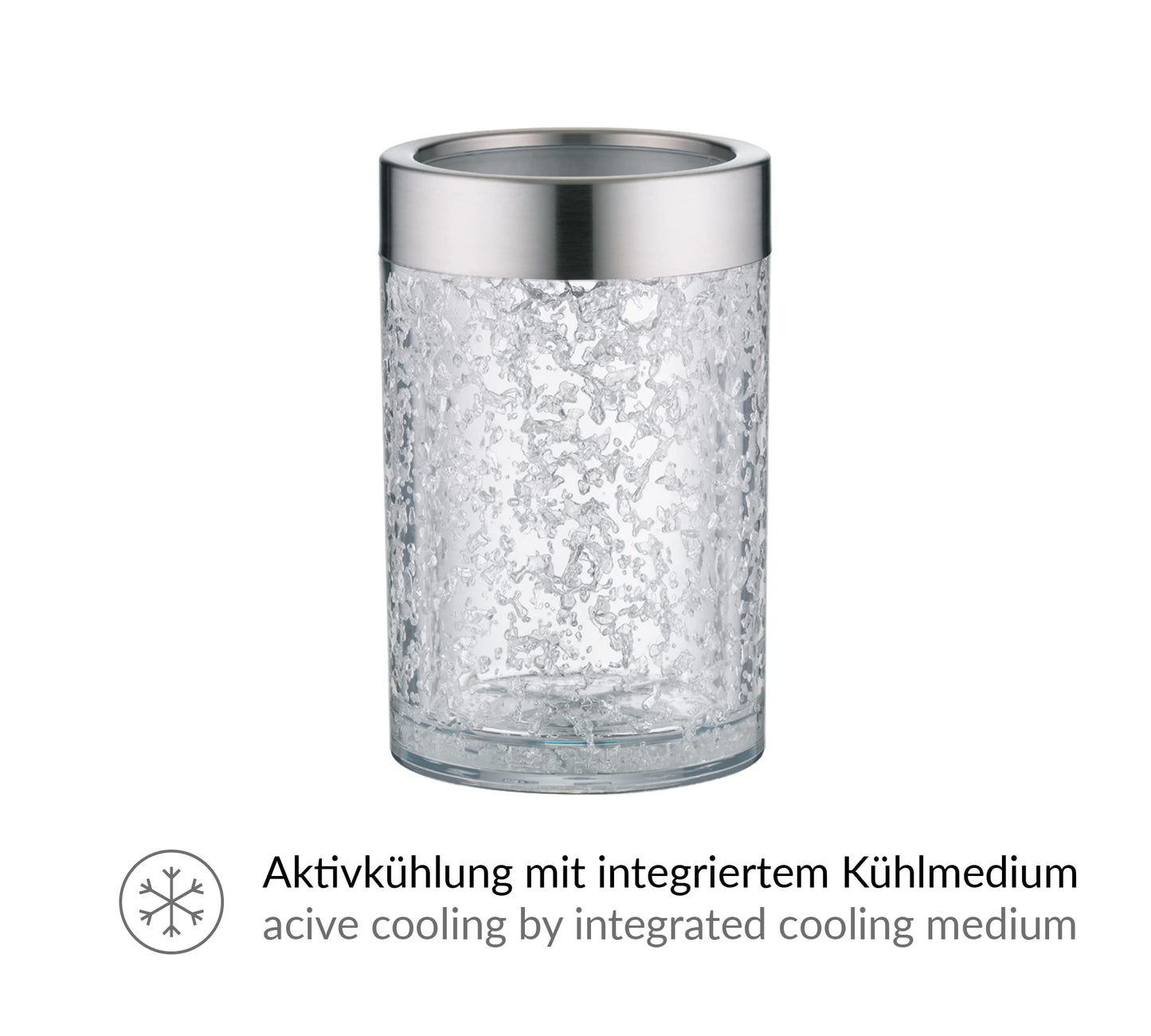 alfi Weinkühler Crystal Ice, Aktiv-Flaschenkühler aus doppelwandigem Acryl, 0355.011.000 Sektkühler einfach im Gefrierfach vorkühlen, Getränkekühler hält Flaschen über Stunden kalt, 16.3 x 16.3 x 22.7 cm