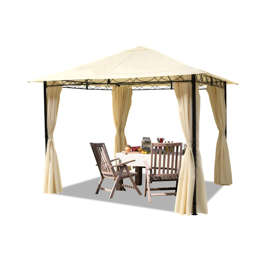 TOOLPORT Gartenpavillon 3x3 m - Dachplane ca. 180 g/m² - Pavillon mit 4 Seitenteilen in crème