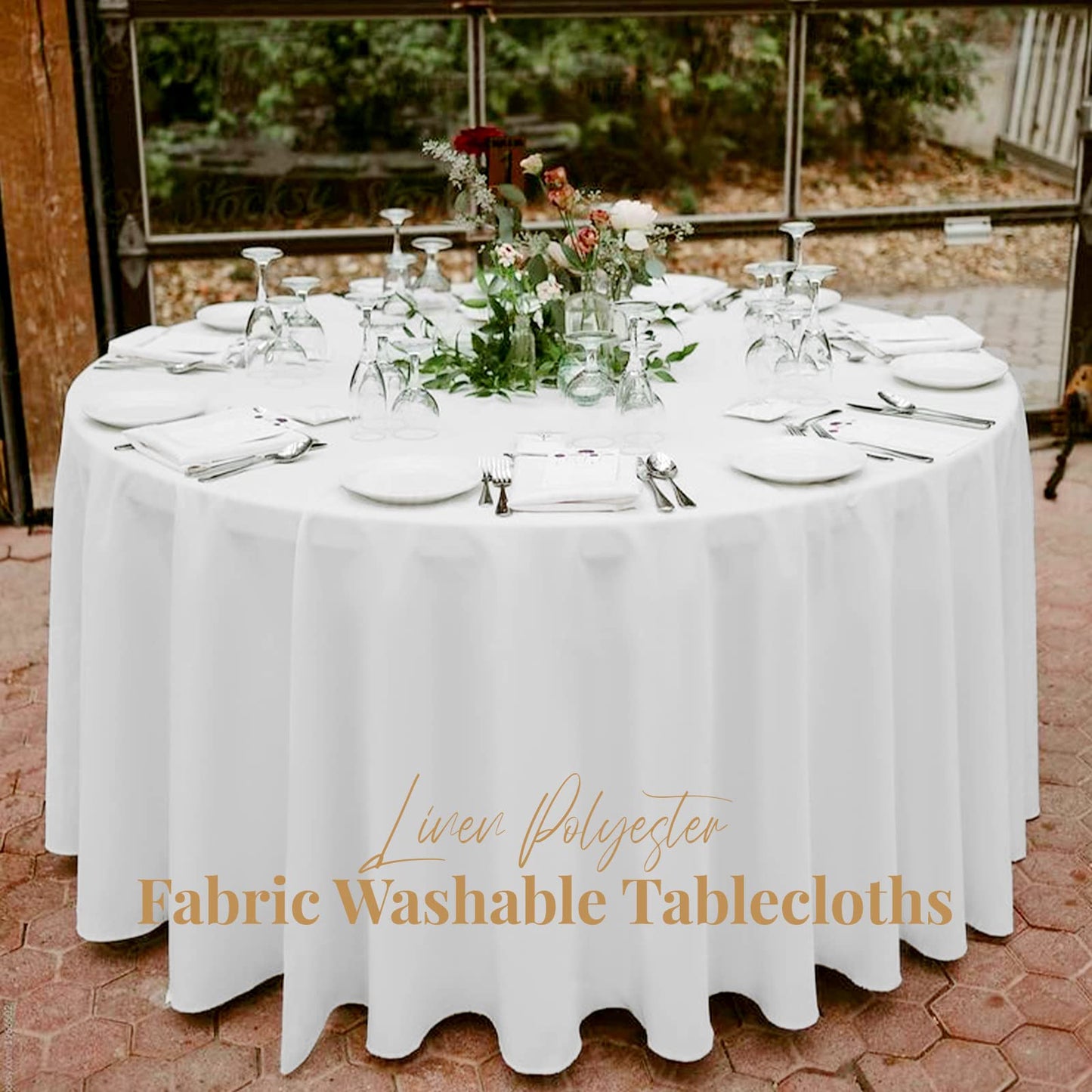 6er-Pack weiße runde Tischdecken, 120 Zoll/ 305 cm Polyester-Stoff-Tischdecke, waschbare Stoff-Tischdecke für Hochzeitsbankette, Restaurant-Buffet-Partys und Camping