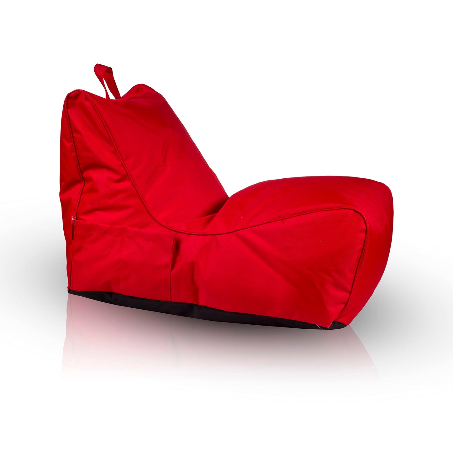Ecopuf - Pouf Sessel Outdoor Chaise Longue - Sitzsack mit Staufach und Griff - Wasserfester Stoffsack - Entspannungssessel - Wohnungseinrichtung - Rot Nc12